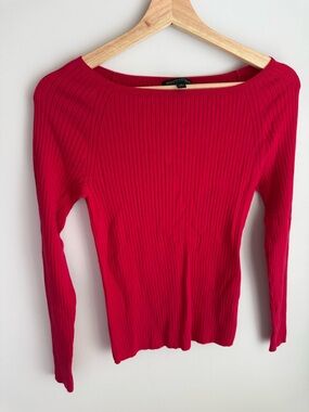 Banana Republic Ribbed Red Long Sleeve Knit Top